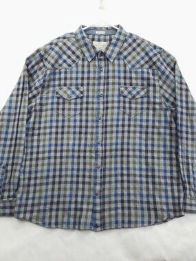 Cody James Shirt Men's 3X Gray Plaid 100% Cotton Pockets Western Pearl Snap